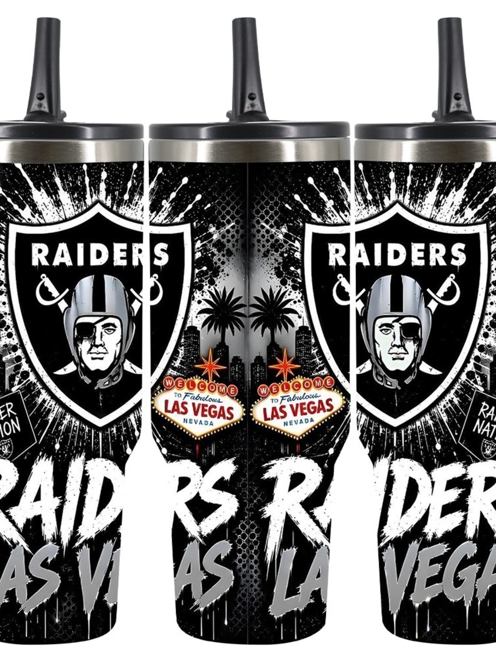 Las Vegas Raiders Travel Tumbler with Flip Top Straw